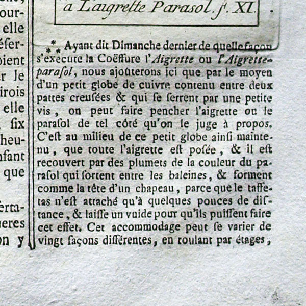 La feuille sans titre, coiffure à l'aigrette parasol, 22 juin 1777