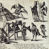Galla Kleid, caricature allemande des robes amples du dix-huitième par Johann Martin Will (circa 1780)