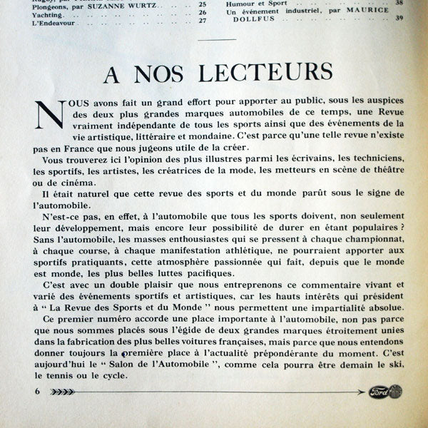 La Revue des Sports et du Monde Ford Mathis, n°23 (octobre 1934)