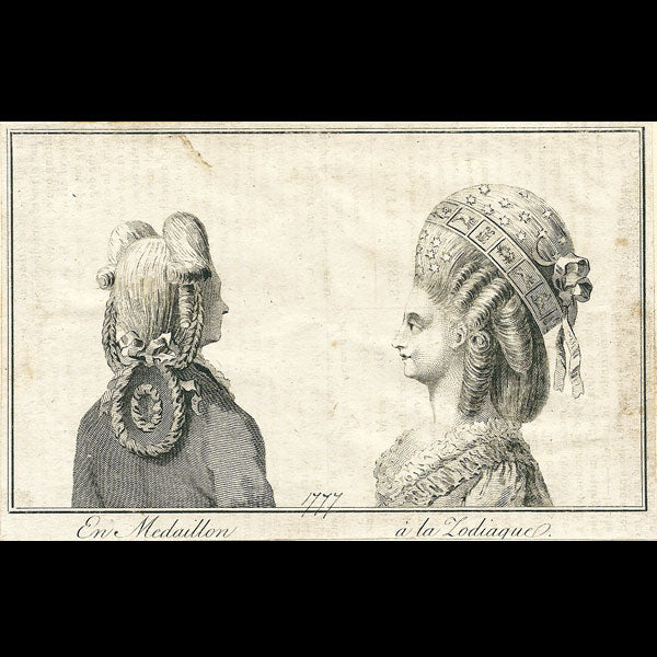 Coiffure en médaillon, coiffure à la zodiaque (1777)