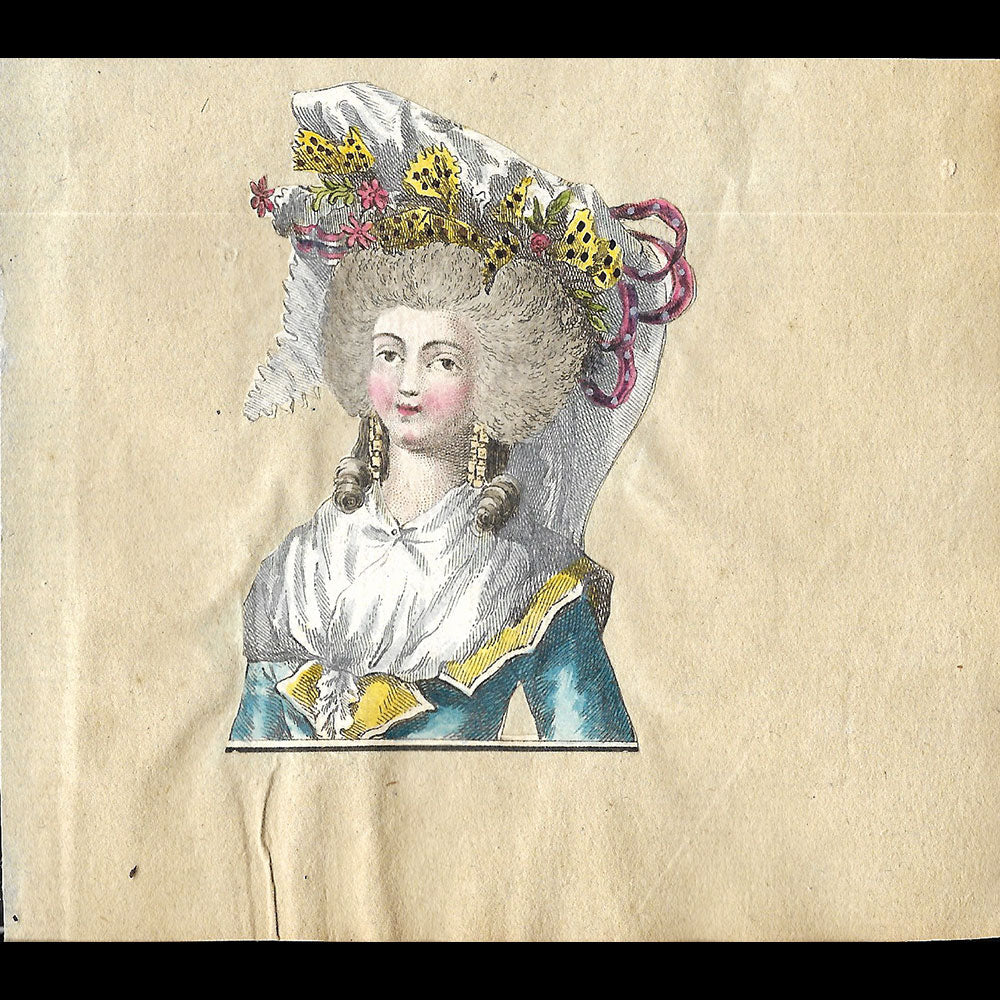 Réunion de 4 découpis de gravures de mode (circa 1780s)