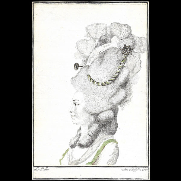 Depain - Coeffure à l'Agréable, gravure de la suite de coiffures Au Beau Sexe (circa 1777)