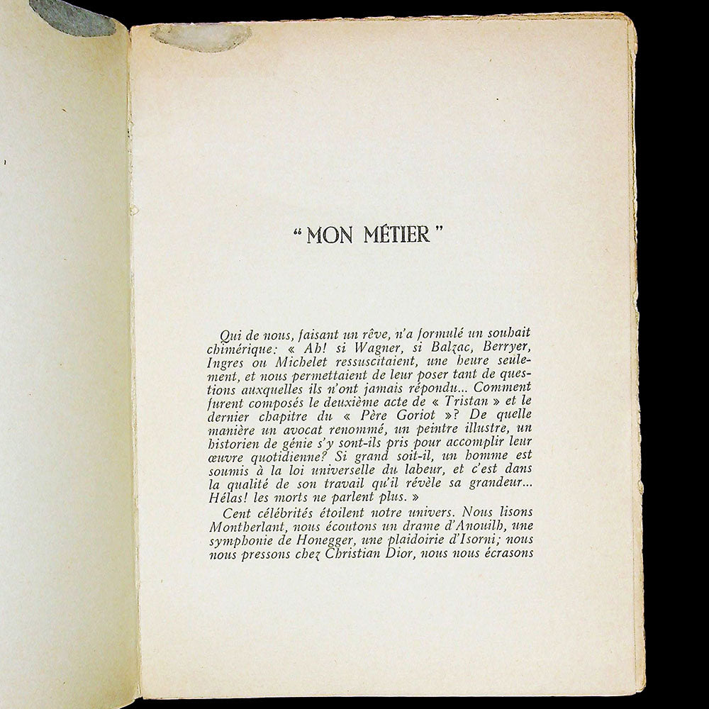 Je suis couturier, propos de Christian Dior (1951), exemplaire de service de presse
