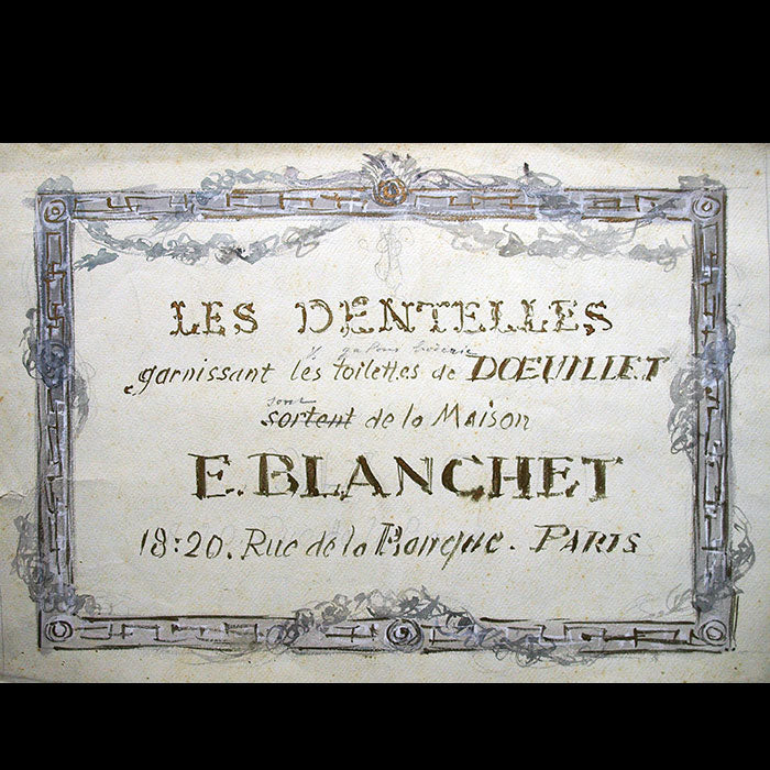 Doeuillet - Aquarelle préparatoire pour la maison de couture, 18 place Vendôme à Paris (circa 1900s)