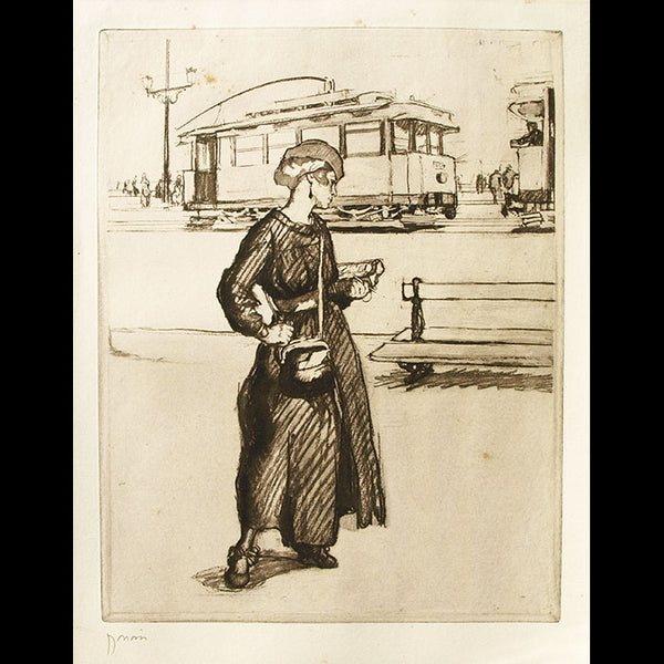 Drian - Les Femmes et la Guerre, l'employée du tramway (circa 1918)