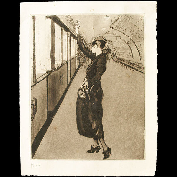 Drian - Les Femmes et la Guerre, l'élégante du metropolitain (circa 1918)