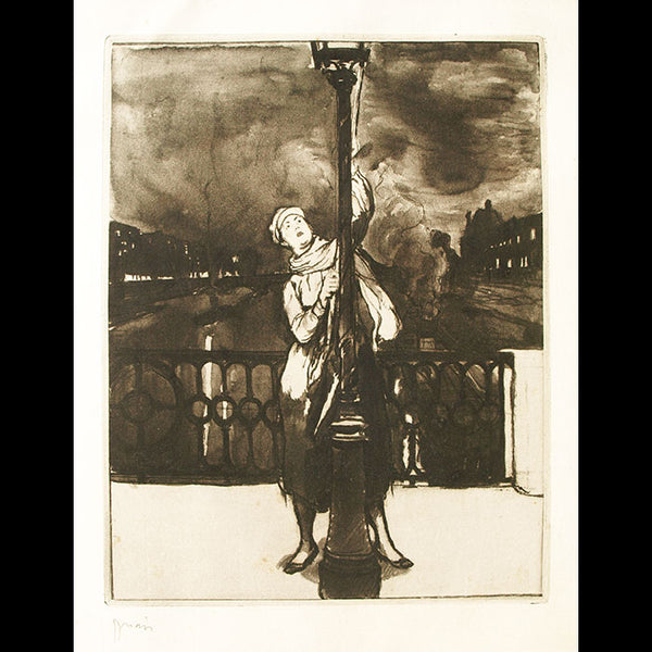 Drian - Les Femmes et la Guerre, l'allumeuse de réverbères (circa 1918)