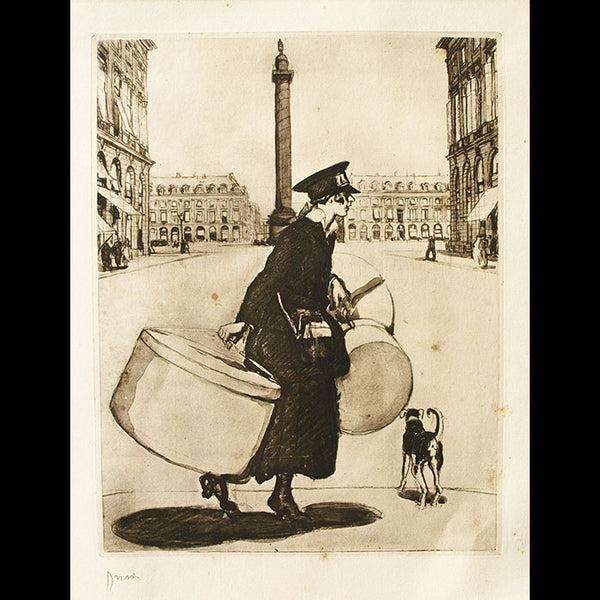 Drian - Les Femmes et la Guerre, la livreuse de chapeaux (circa 1918)