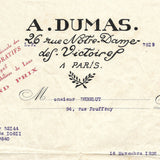 A. Dumas - Facture de la maison de décoration, 26 rue Notre-Dame des Victoires à Paris (1926)
