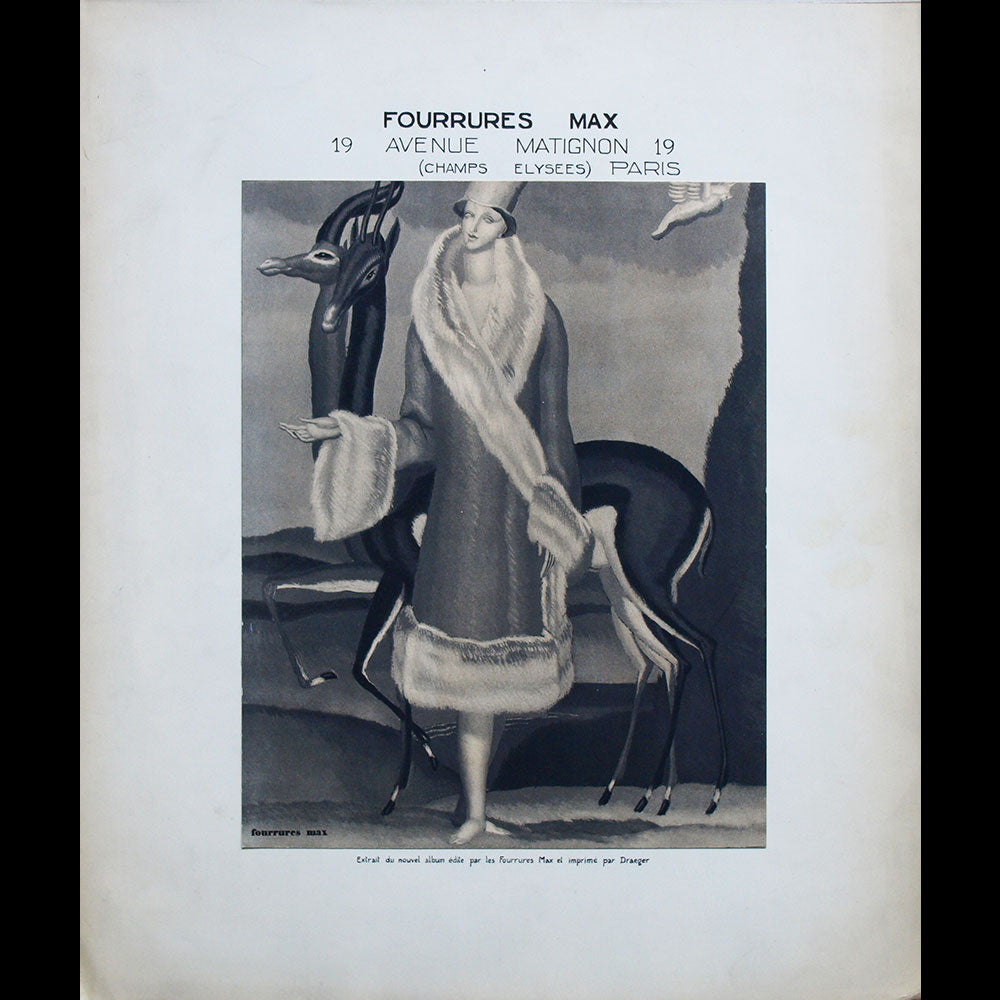 Fourrures Max - Affiche d'annonce de parution de l'album Toi par Jean Dupas (1927)