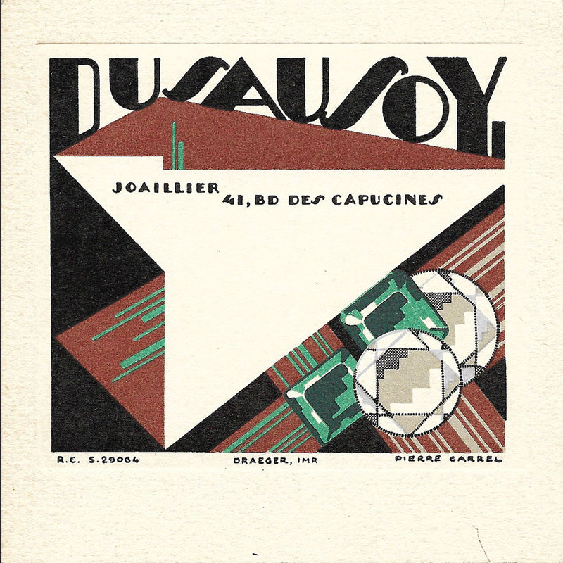 Dusausoy - Carte de la maison de joaillerie, 41 boulevard des Capucines à Paris (circa 1925)