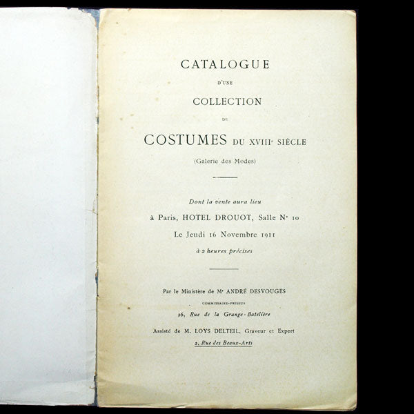 Gallerie des Modes et Costumes Français, catalogue de vente (1911)