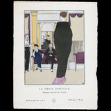 Gazette du Bon Ton - Le Choix difficile, manteau du soir de Worth, planche de Bernard Boutet (n°4, 1914)