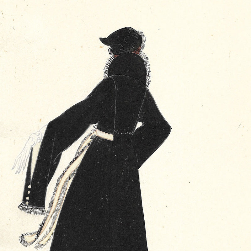 Erté - Tcherkess, dessin d'un manteau pour l'hiver 1915-1916