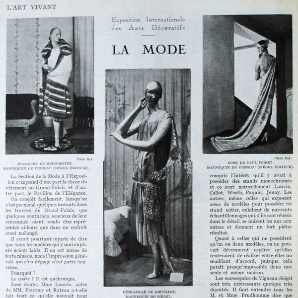 L'Art Vivant (août 1925) - Pavillon de l'Elégance à l'Exposition des Arts Décoratifs