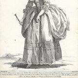 Gallerie des Modes et Costumes Français, 1778-1787, gravure n° bbb 292, Jeune Dame désoeuvrée par Watteau (1785)