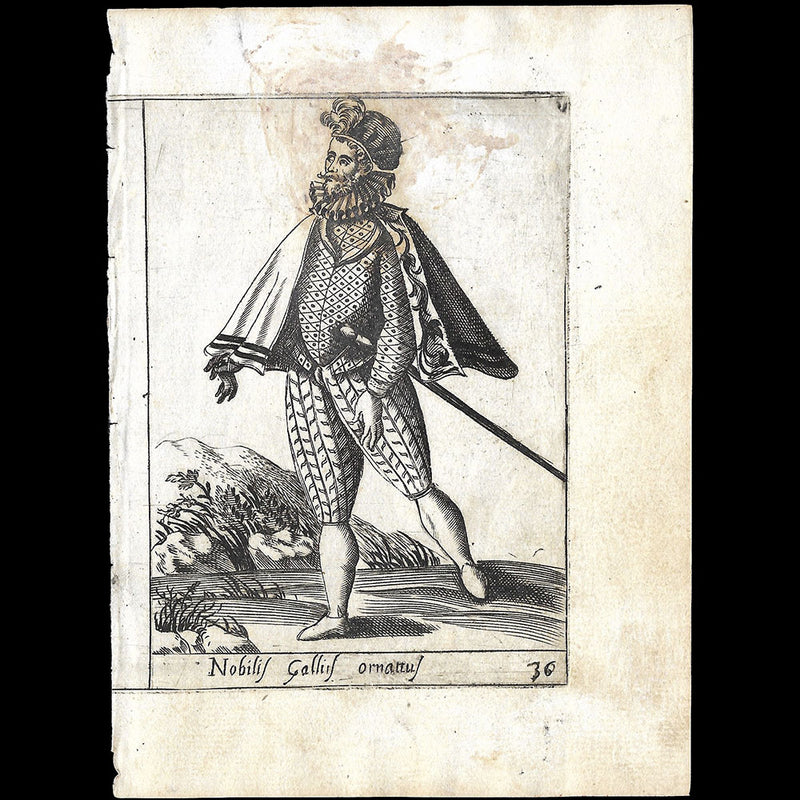 Alessandro Fabri - Diversarum Nationum Ornatus, costume de noble français d'après Pietro Bertelli (1593)
