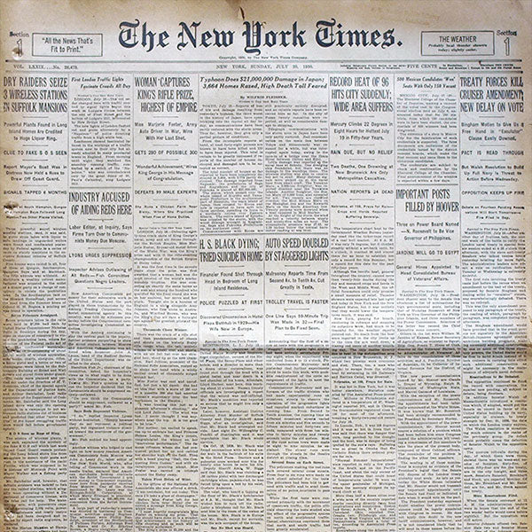 The New York Times, July 20th 1930