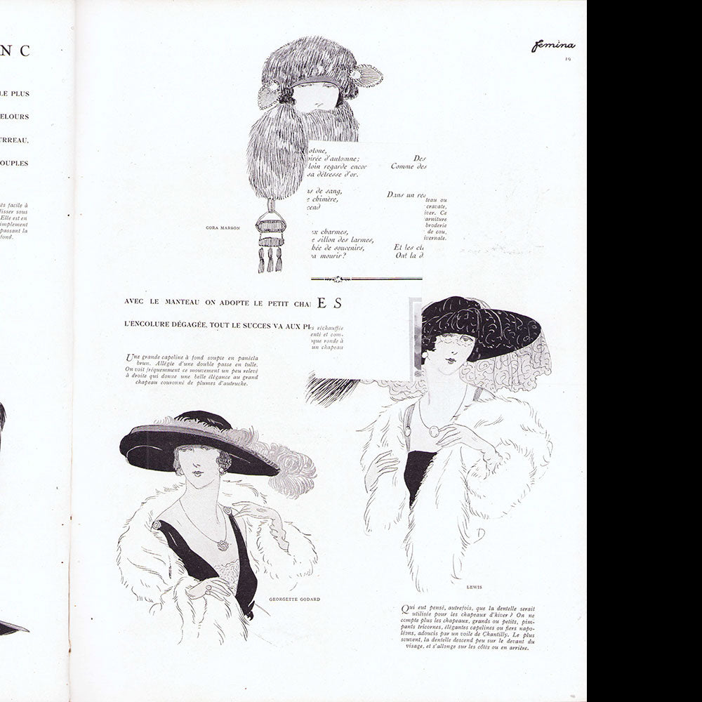 Fémina - Réunion de 7 numéros des années 1919 et 1920, exemplaire de Karl Lagerfeld