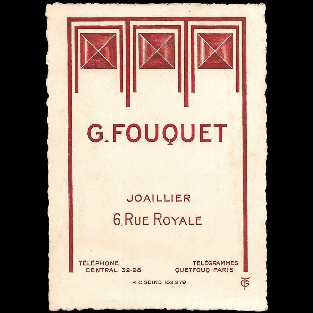 Fouquet - Carte de la maison de joaillerie, 6 rue Royale à Paris (circa 1925)