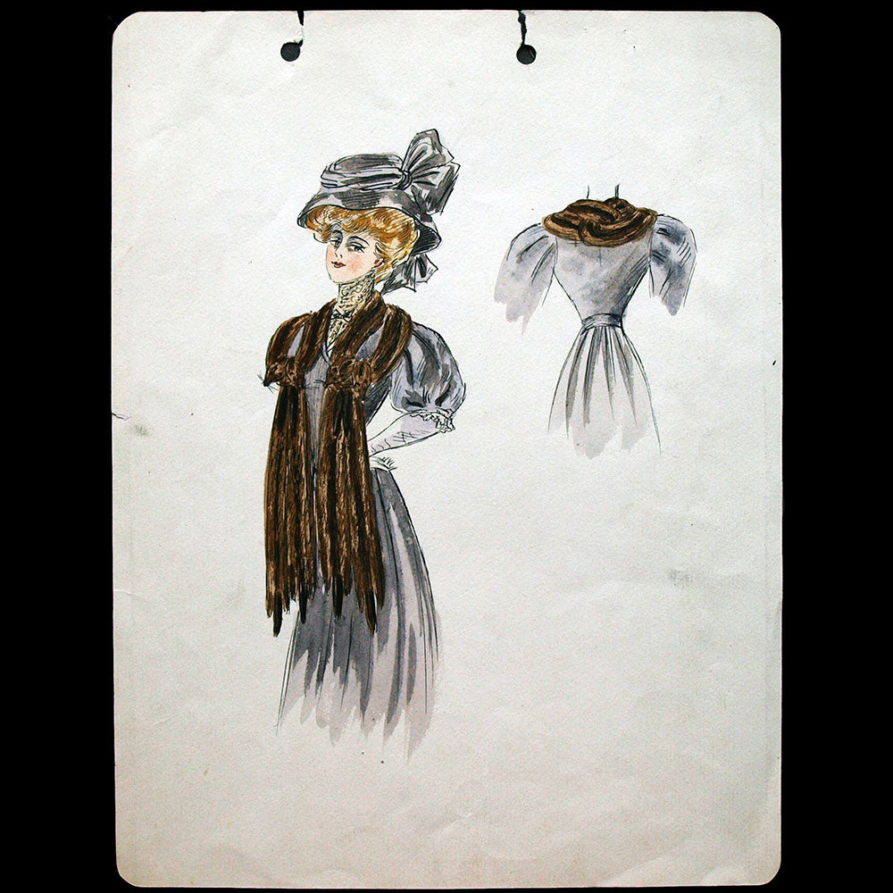 Fourrures Max - Dessin d'une écharpe (circa 1900-1910)