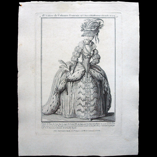Gallerie des Modes et Costumes Français, 1778-1787, gravure n° S 103, Costume de Dame de Cour (1779)