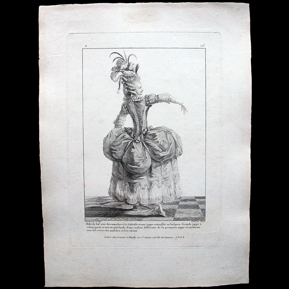 Gallerie des Modes et Costumes Français, 1778-1787, gravure n° S 105, Habit de Bal (1779)