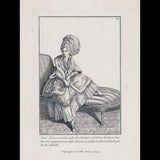 Gallerie des Modes et Costumes Français, 1778-1787, copie d'époque de la gravure n° Q 92, Jeune Dame en couche (1778)