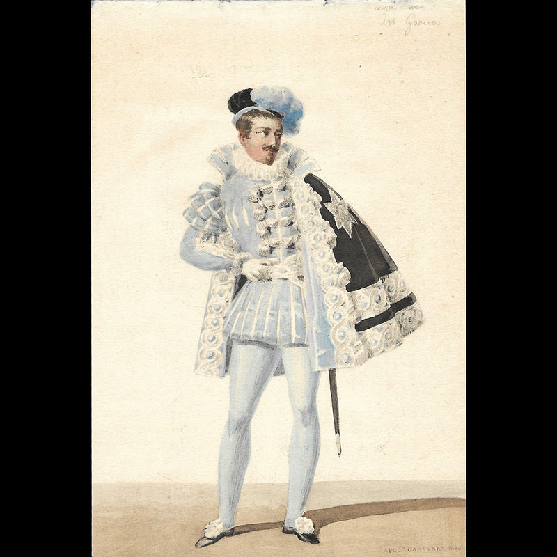 Auguste Garneray - Don Juan, dessin du costume de Manuel Garcia (1820)