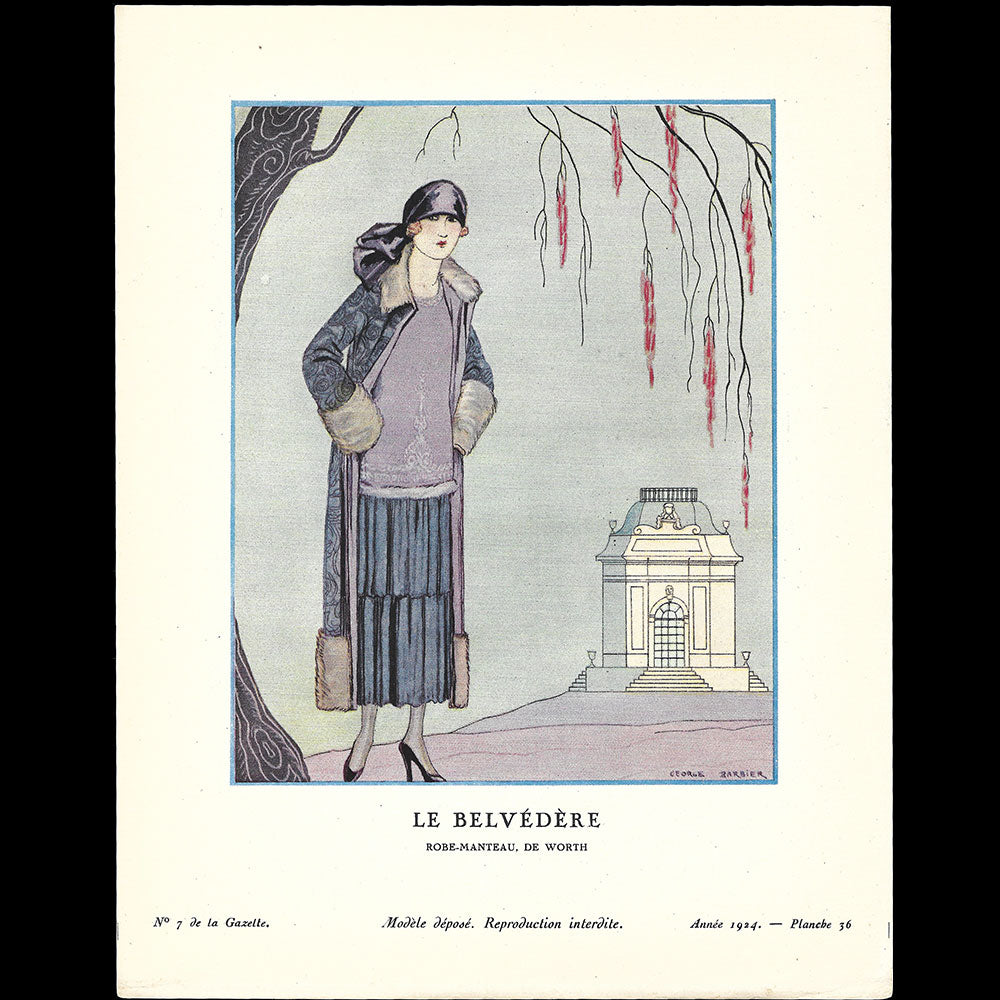 Gazette du Bon Ton - Belvédère, robe manteau de Worth, planche de George Barbier (n°7, 1924)
