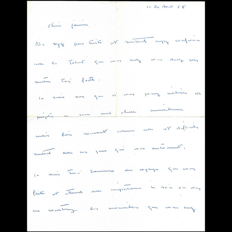 Givenchy - Lettre autographe signée adressée à Janine Janet (1956)