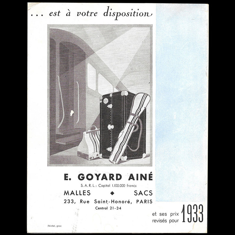 Edmond Goyard Ainé - Dépliant du malletier, 233 rue Saint-Honoré à Paris (1933)