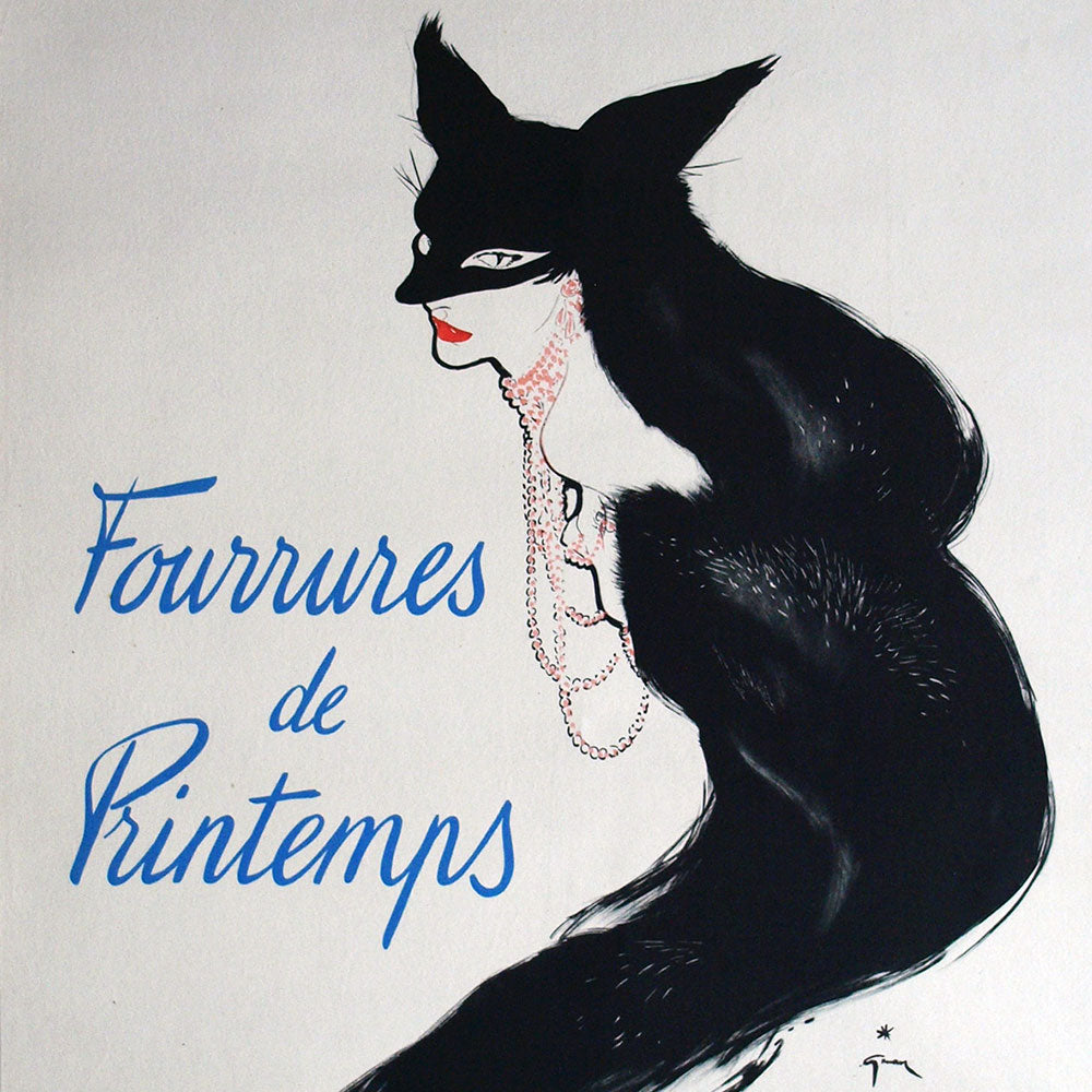 René Gruau - Fourrures de Printemps, charme, élégance (1954)