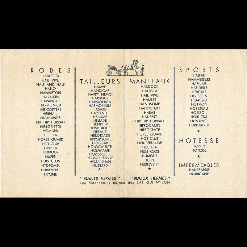 Hermès Sellier - Dépliant Robes, Tailleurs, Manteaux, Sports (1930s)