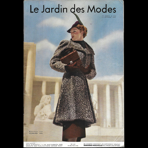 Le Jardin des Modes, n°242, 15 octobre 1937, ensemble des Fourrures Weil
