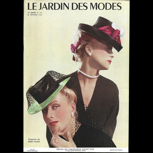Le Jardin des Modes, n°275, 15 février 1939, Chapeaux de Rose Valois