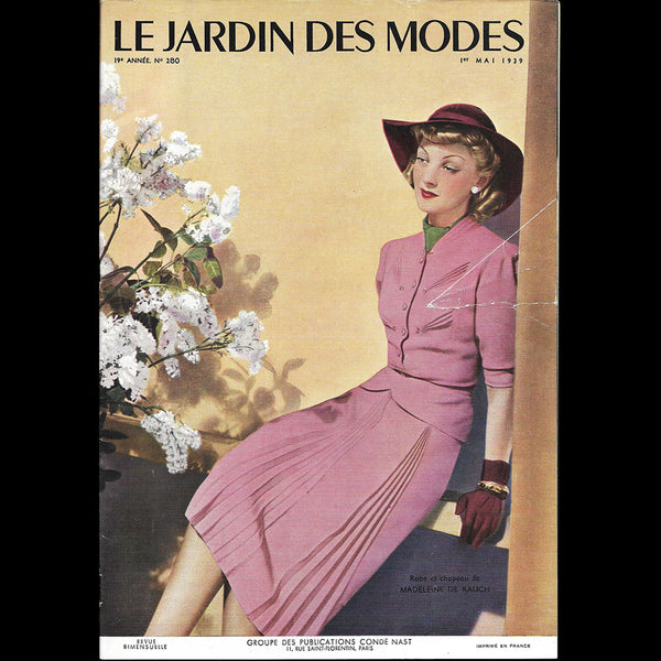 Le Jardin des Modes, n°280, 1er mai 1939, Robe et chapeau de Madeleine de Rauch