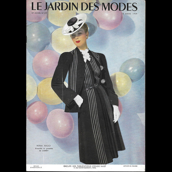 Le Jardin des Modes, n°277, 15 mars 1939, Ensemble de Nina Ricci