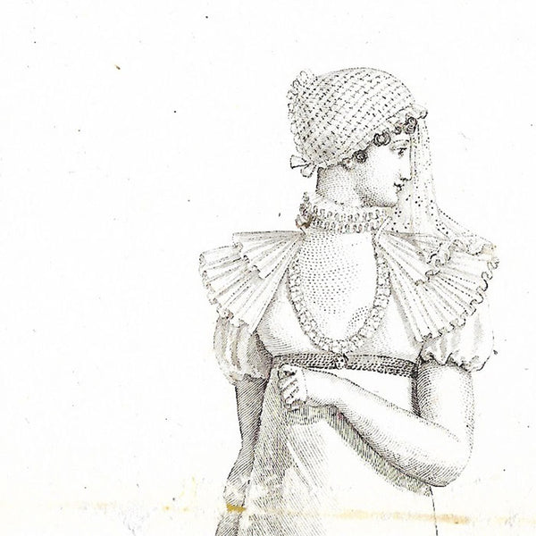 Costume Parisien, Journal des dames et des modes, 1808 épreuve avant la lettre de la gravure n°909