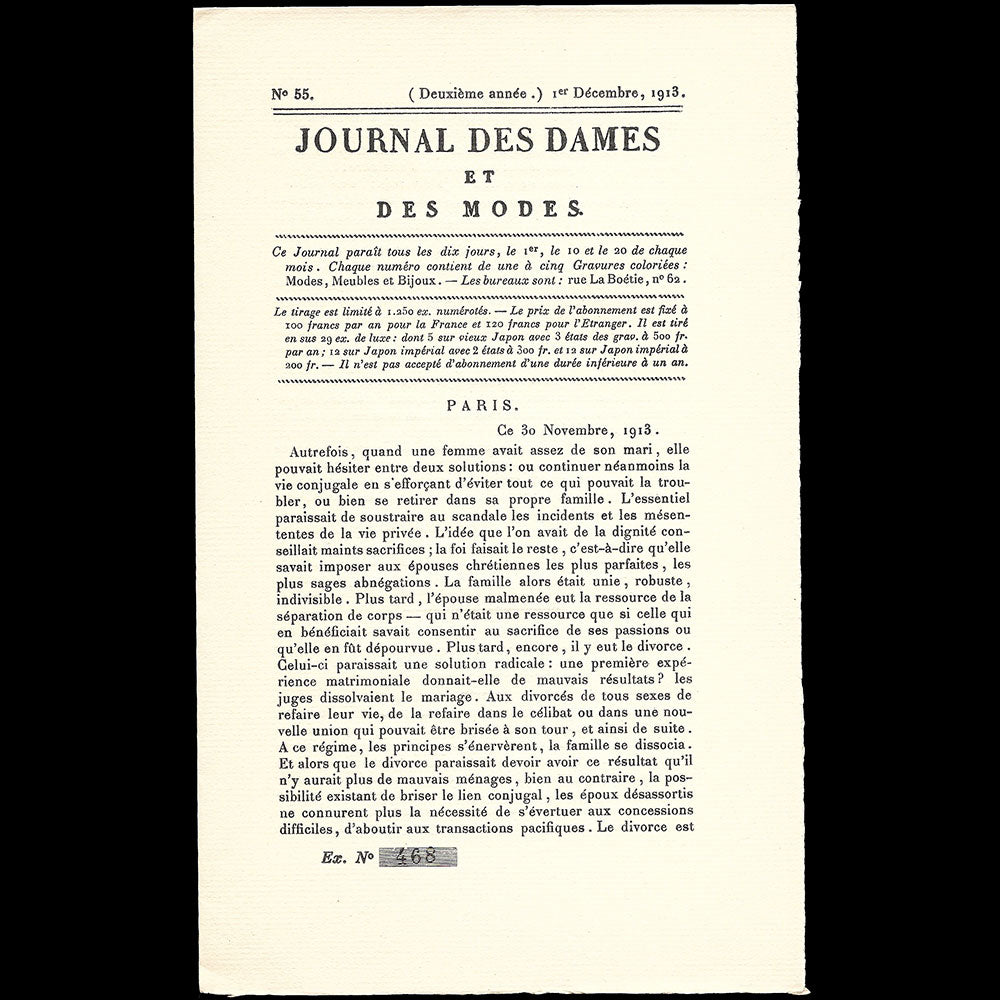 Le Journal des Dames et des Modes, Costumes Parisiens, n°55, 1913
