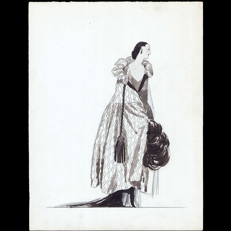 Cape d'Opéra, dessin de L'hom pour une revue de mode (1920s)