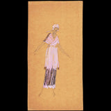 Elégante en robe déshabillée, dessin de L'hom pour une revue de mode (1910s)