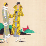 Elégantes en manteaux, dessin de L'hom pour une revue de mode (1920s)