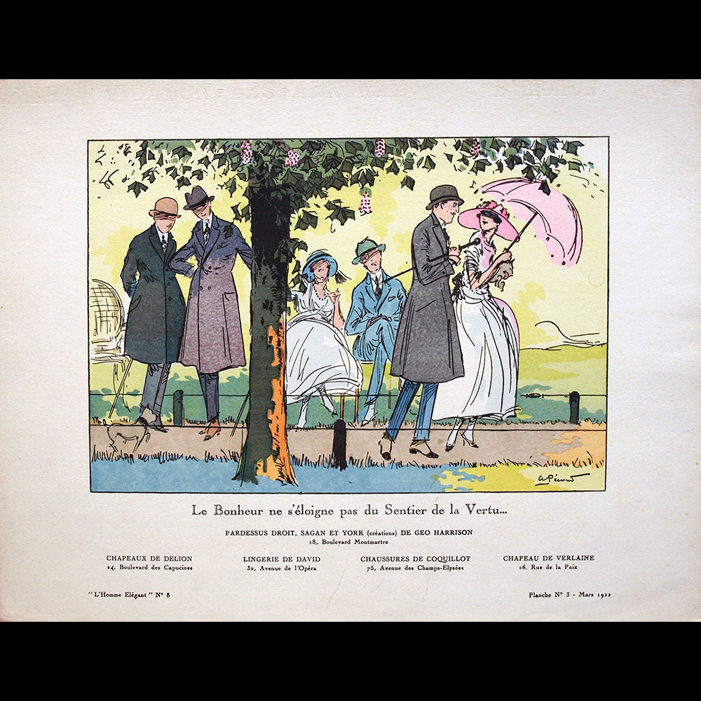L'homme élégant (1922, mars) - Le Bonheur ne s'éloigne pas du Sentier de la Vertu..., planche de Pécoud