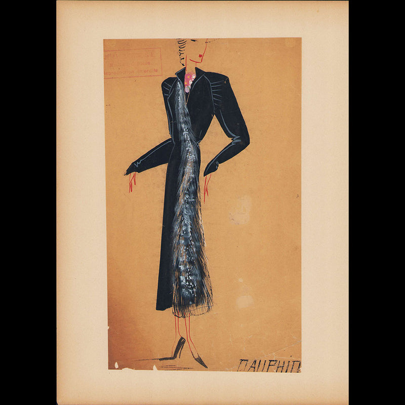Jeanne Lanvin - Dessin du modèle Dauphin, 1936