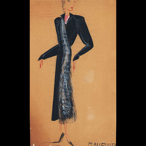 Jeanne Lanvin - Dessin du modèle Dauphin, 1936