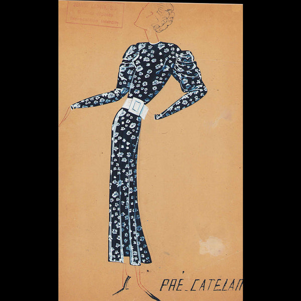 Jeanne Lanvin - Dessin de la robe Pré Catelan, 1936