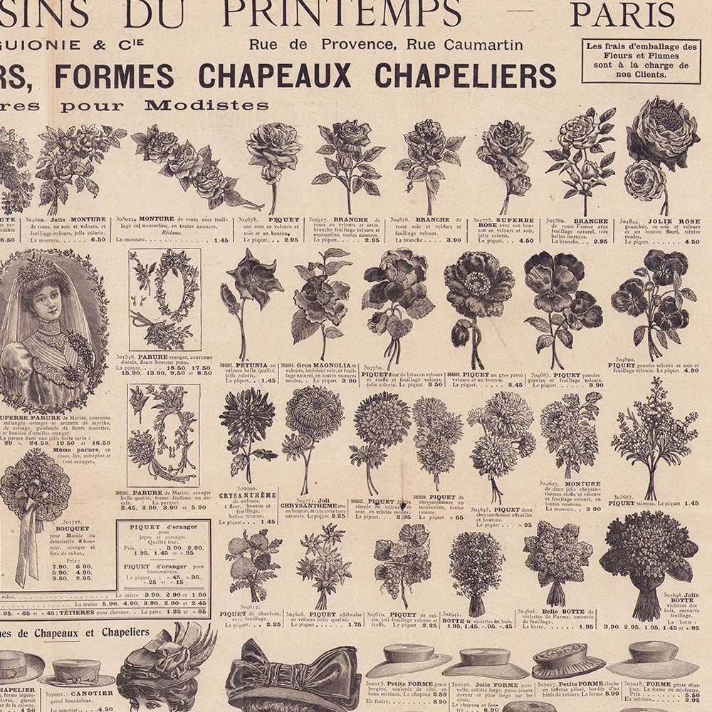 Au Printemps - Feuille spéciale de Plumes d'autruche, Aigrette, Paradis, Fantaisies et Oiseaux (circa 1907)