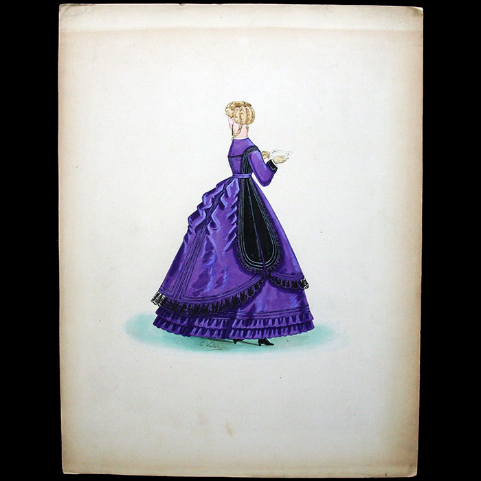 Ernest Leduc - Dessin d'une robe pour une maison de couture (circa 1860-1870)