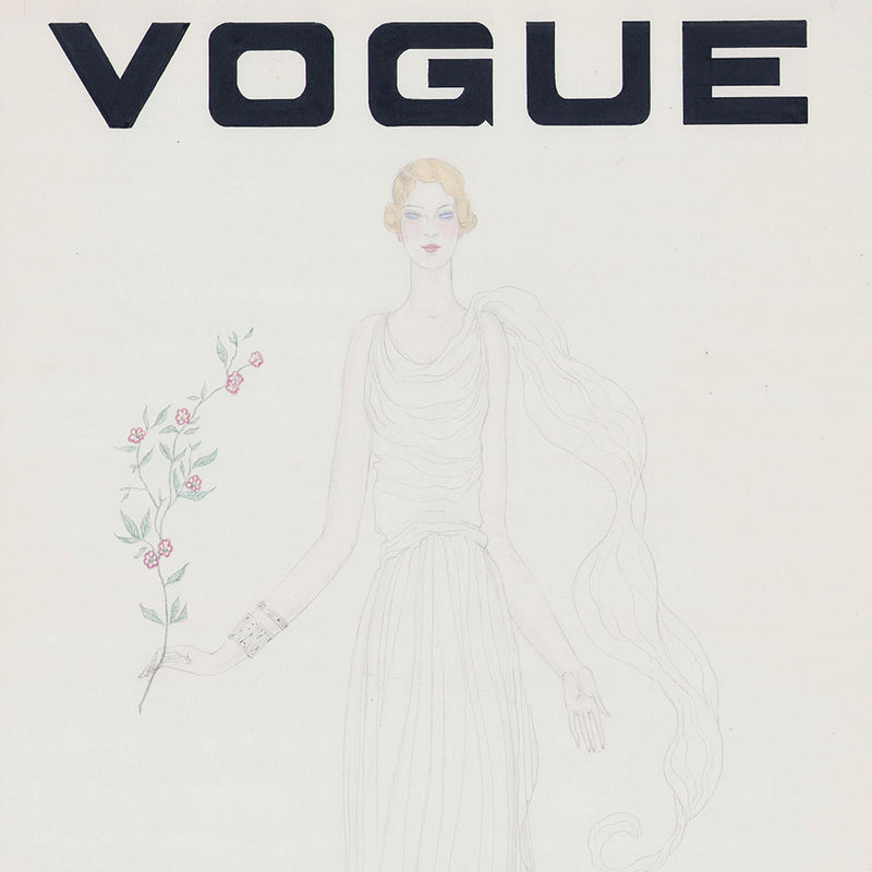 Vogue - Elégante à la branche, projet de couverture, dessin de Georges Lepape (circa 1931)
